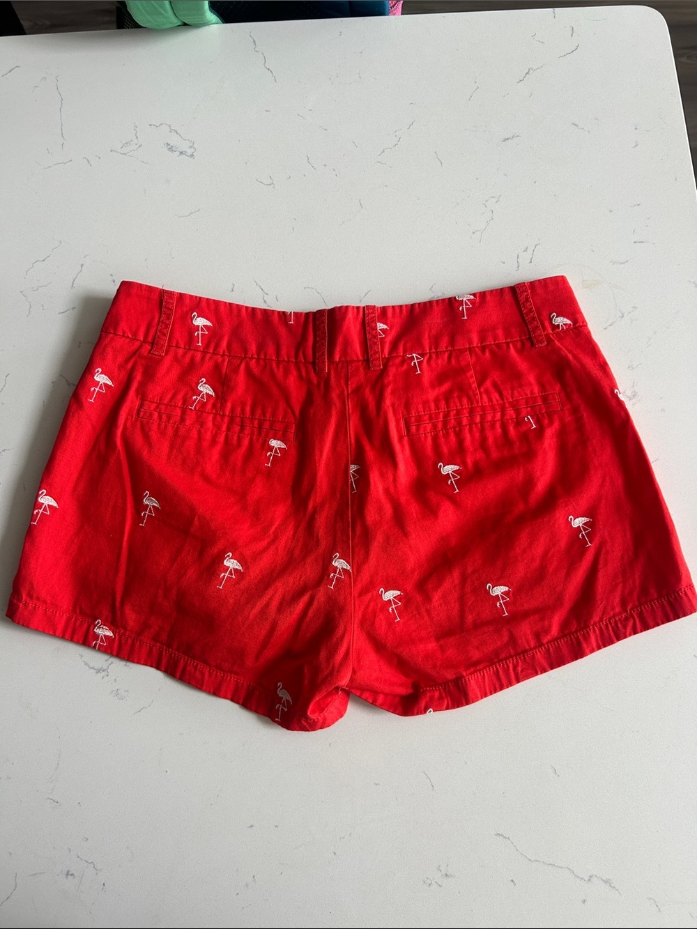J. Crew Flamingo Embroidered Red Women's Shorts - Picture 3 of 5
